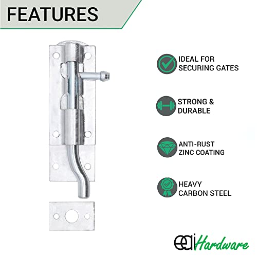 EAI Heavy Duty Necked Tower Bolt, Galvanised, 4 Inch - Image 2