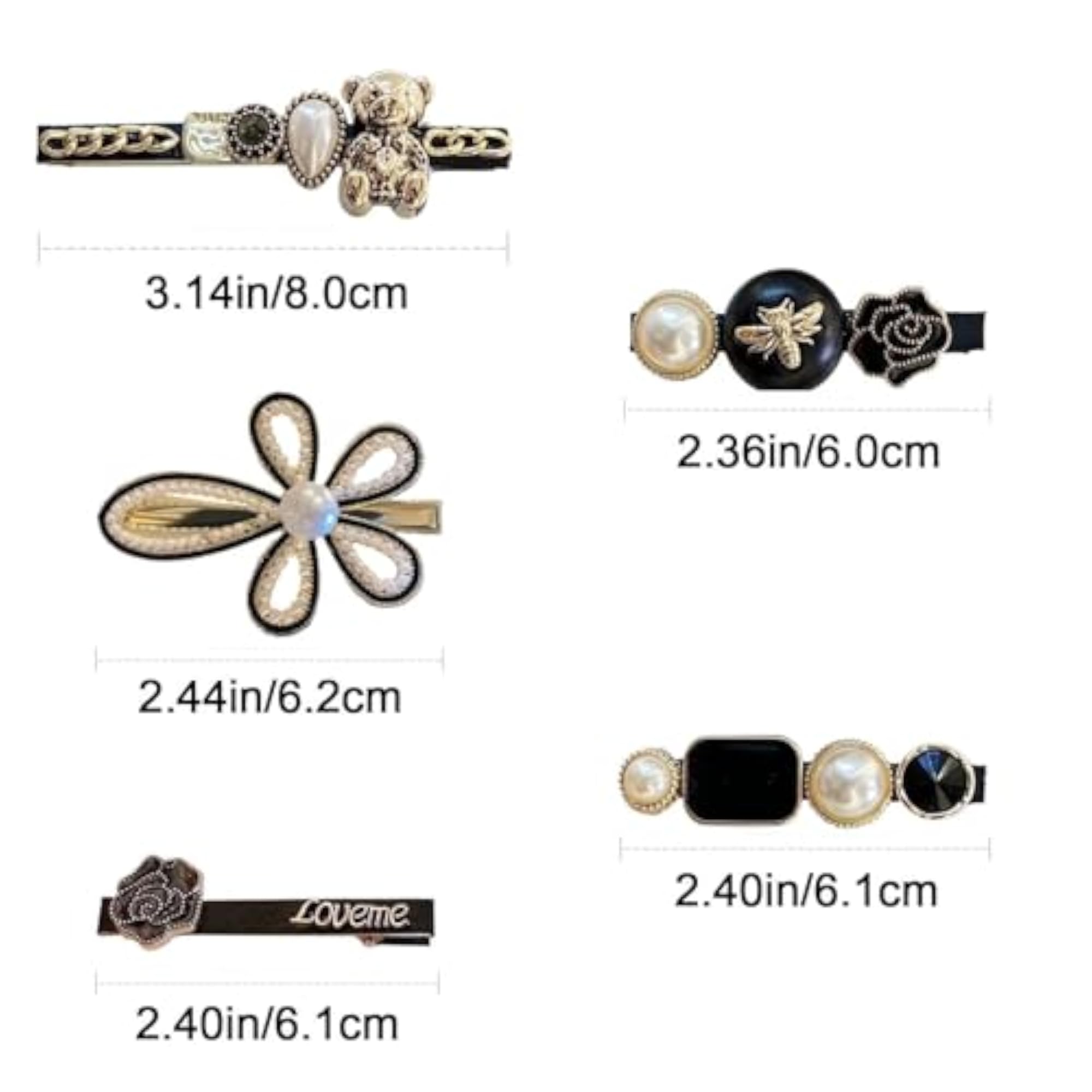 5 Piece Korean Style Pearl Barrettes Women's Set