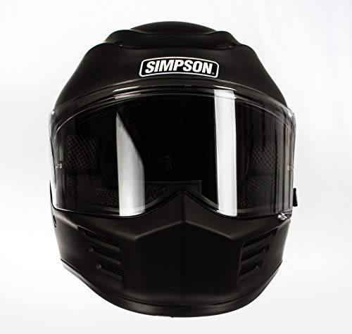 Simpson SPBL3 Speed Bandit Full Face Motorcycle Helmet Size - L - Matte Black - Clear Shield Included - Mirror Shield Pictured is Sold Separately