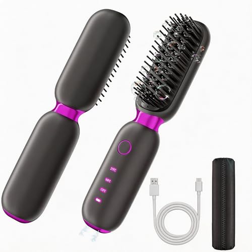 Cepillo alisador de cabello inalámbrico portátil mini miniatura 1