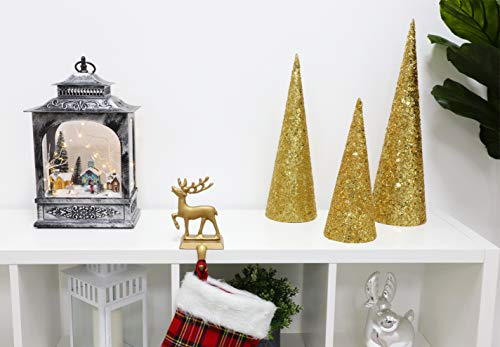 Christmas Concepts® Set Of 3 Various Size Christmas Cone Trees Decorations Sequins Beads (Gold) #TOP2