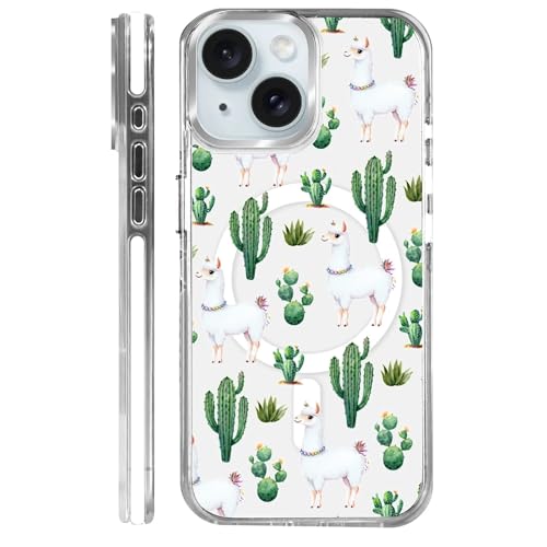 Coque pour iPhone 15 compatible avec MagSafe antichoc transparente cactus