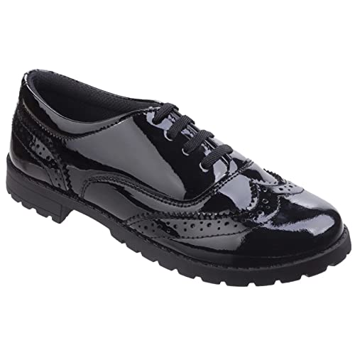 Image of Hush Puppies Eadie Junior Patent Girls School Shoes Black 2 UK