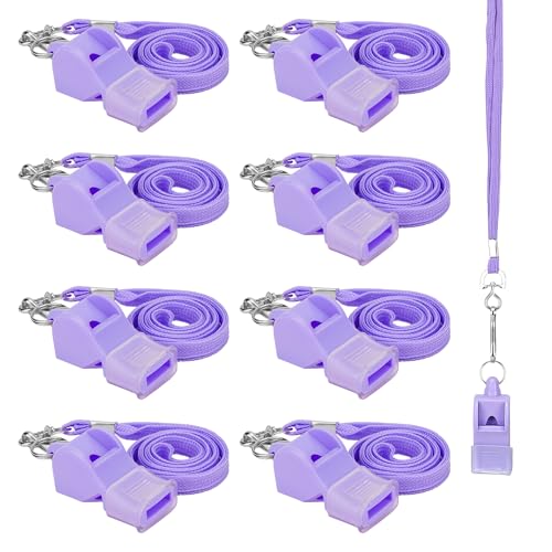 Biiange Whistle, Plastic Whistle, Whistle with Lanyard, for Outdoor Activities, Coach Trainning Whistles Party Whistles for Sports and Parties Gift (Purple)
