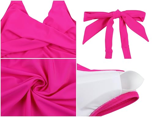 Haut tankini à armatures rose vif taille 48 avec décolleté plongeant - 6