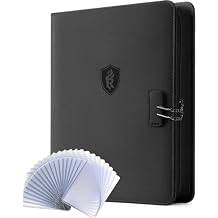 Relaehih 9 Pocket Toploader Binder with Lock Holds 288 Top Loaders Premium Zipped Double-Sided Card Album for Trading, MTG, Sports Cards Black