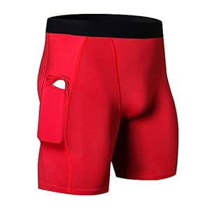 POIHIDE Men’s Athletic Compression Shorts with Pocket Cool Dry Shorts Base Layer Gym Running Workout Active Underwear