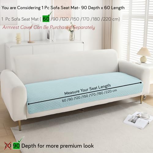Image of HOKIPO Polyester Quilted Sofa Cover Mats For 1 /2 /3 Seater Sofa And L Shape. Make Your Own Sofa Cover Set, Mat Length 90(D) X 60(L) Cm, Light Sky Blue (In-716-Lsbl)