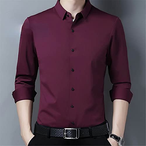 Maulbeerseide Hemd Herren bügelfrei Langarm Sozialhemd Business Casual Top – Bild 4