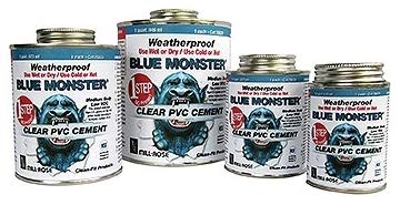 1 Pint 16 FL OZ Blue Monster PVC Cement Clear