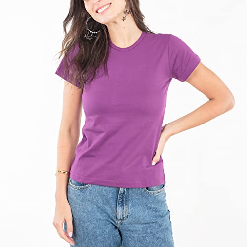 Kit 5 Baby Look 100% Algodão (Cinza Chumbo, Cinza Mescla, Pink, Preto, Roxo, M)