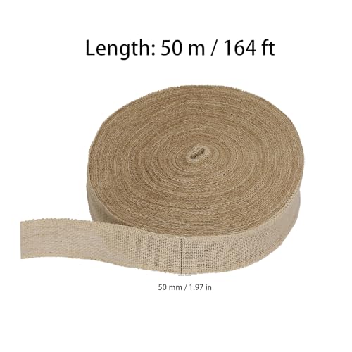 SYUTBOU 5cm x 50m Juteband, Burlap Band Natur, Braun Sackleinen Band für Geschenke, Hochzeit und Handwerk