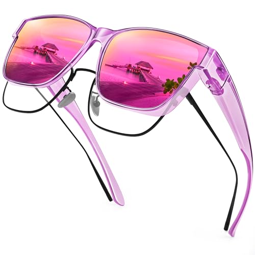URUMQI Polarized Sunglasses Fit Over Glasses for Men Women, Oversized Square Sun Glasses UV400 Protection Shades