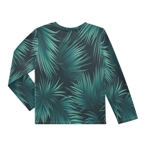 Boys Rash Guard Swim Shirt Long Sleeve UPF+ 50 Sun Shirts Quick Dry Shirt Green Tree Leaves for Toddler Kids2