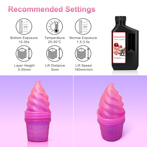 Image of RepRapper Dual Color Water Washable 3D Printer Resin, 405nm Fast UV-Curing Color Change 1kg 3D Printing Photopolymer Sensitive Resin for LCD Printer, Purpleish Orange 1000g
