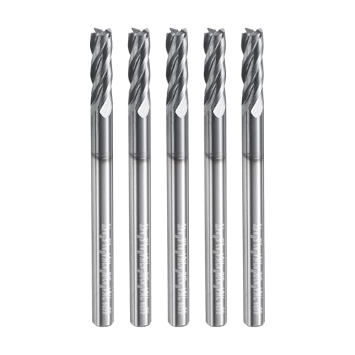 Image of HARFINGTON 5pcs Carbide Square Nose End Mill Bit 7 /64 inch Cut Dia 4 Flutes TiAlN Coated Milling Cutter for Hardened Steel Metal (7 /64 inch Shank 3 /8 inch Cut Length 1-1 /2 inch Long 30 Degree HRC53-55)