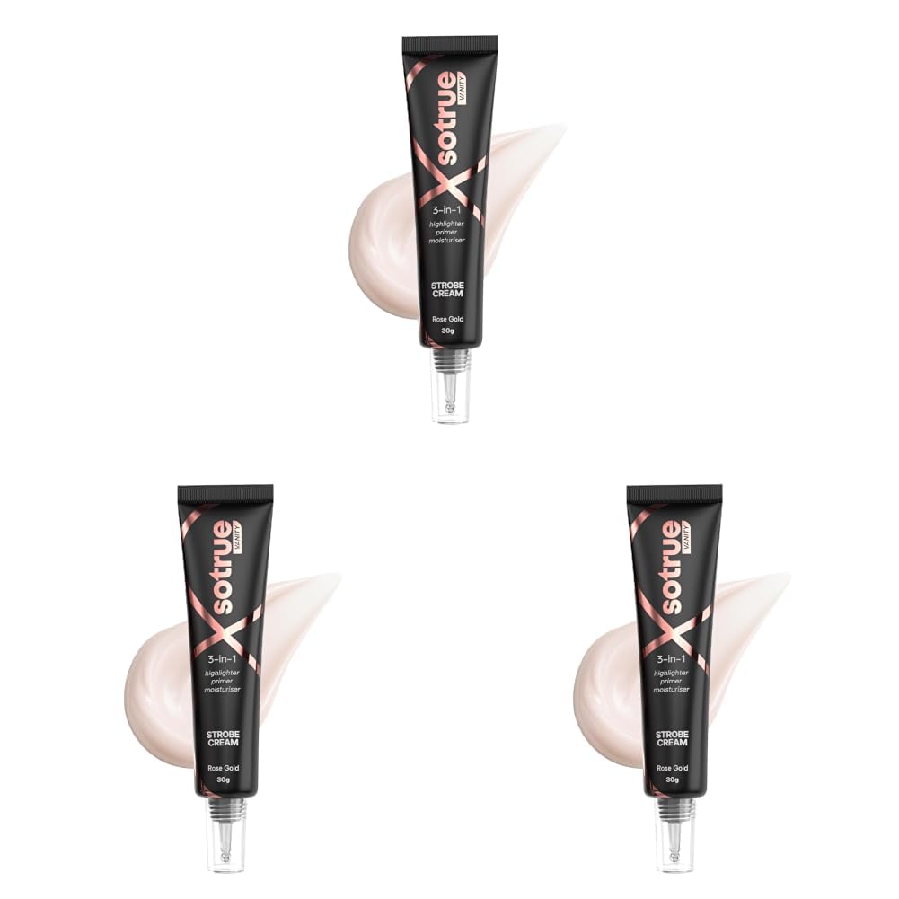 Sotrue Strobe Cream Rose Gold, 30g | Primer, Highlighter & Moisturizer | 3 in 1 Illuminating Makeup Base | Japanese Sakura & Hyaluronic Acid | Dewy Glazed Instant Glow (Pack of 3)-image-44