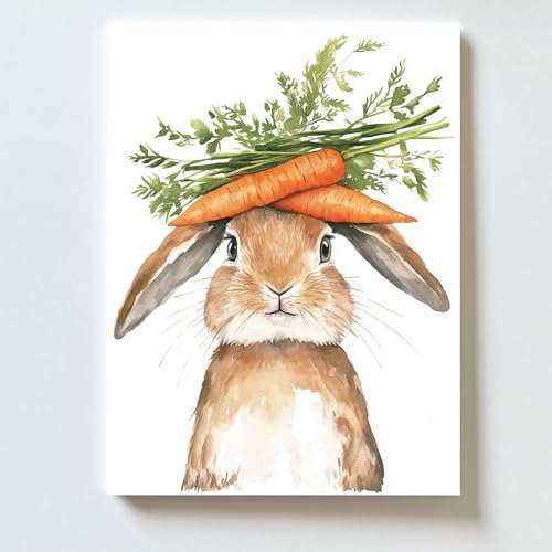Adorable Easter Bunny Canvas Print Cute Rabbit Wall Art for Easter Home Decor Perfect for Living Room Bedroom or Bathroom 12x16inch Unframed