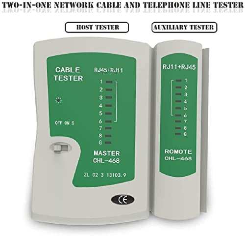 Image of Lan Tester, RJ45 And RJ11 Network Cable Tester With 9V Battery, LED Indicators RJ12 CAT5 CAT 6 UTP Ethernet Lan Cable Tester Test Tool For Internet Broadband Connection Test, Battery