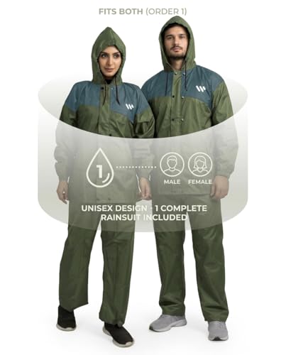 Image of Ranger Unisex 1 Set Rain Suit with Hooded Jacket & Trouser | TPU Coated Bike Riding Wear with Seam Sealed Protection