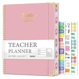 Planificador para profesores 2026-2027, julio 2026-junio 2027, año académico, 8.5 x 11 pulgadas, agenda de lecciones para calendario de profesores, planificadores encuadernados en espiral, pestañas