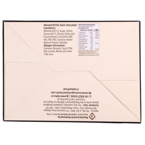 Image of Loyka Almond Brittle Dark Chocolate Box - 12 pcs | 46% Dark Chocolate | Premium Gift Hamper | Choco & Nut Dryfruit Delicacy | Roasted California Almonds (45%) | Any-time snack