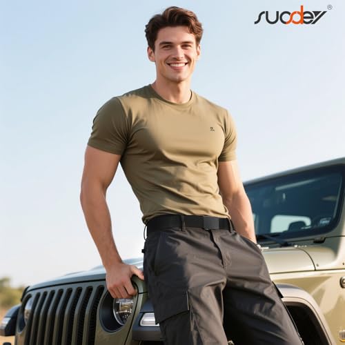 SUOSDEY Men's Nylon Ratchet Belt with Automatic Metal Buckle - Tactical Casual Web Belt for Jeans, Holeless Adjustable — view 2