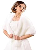 komplett unterfüttert Cape Poncho Umhang Stola Brautstola Brautcape Pelzstola Braut Hochzeit Pelz Fell, dB23 Ivory