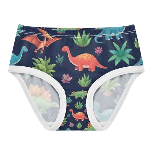Cartoon Dinosaurs Girls Panties, Toddler Briefs, Girls' Cotton Brief Underwear, 2–8 Years