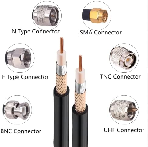 urcianow RG58 Coaxial Cable 15Meters Low Loss 50Ohms RG58 RF Coax Cable Antenna Extension RG58 Coax Cable for SMA UHF F Type N Type BNC TNC Connector WiFi Router Signal Booster Amplifer