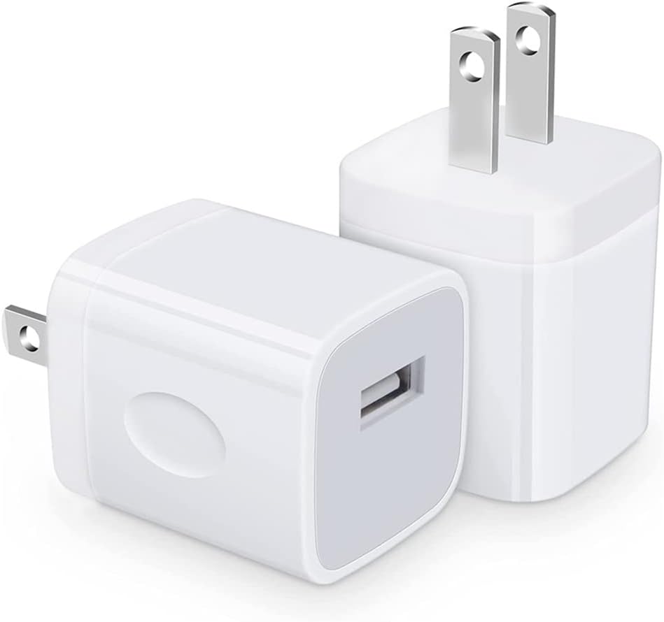 Wall Charger Cube,1A/5V Single Port USB Wall Plug 3 Pack Travel White Charging Block Box Adapter Compatible with iPhone SE/11/11 Pro/XS/XR/X/8/7/6 Plus, Samsung Galaxy, LG, HTC, Android