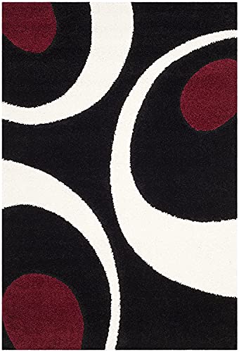 Image of Rainbow Collection Fur Rectangular Rugs And Carpet For Bedroom, Living Room (8X10 Feet, Black,Ivory)