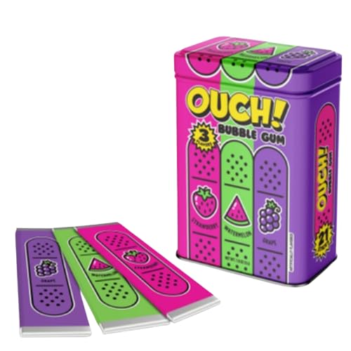 Bubble Gum Sticks, 2 oz Metal Tin, Case of 12, 90s Candy, Nostalgic Bandage Themed Old-School candy