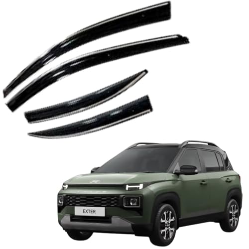Image of CAR SAAZ Chrome Line Door Visor for Exter (2023-Present)(Set of 4Pcs) | Rain Guard | Wind Deflector