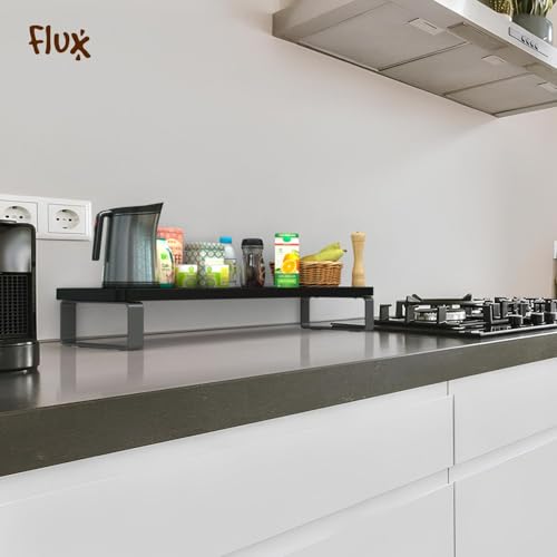 Image of flux Monitor Stand Wooden Monitor Riser PC Stand for Desktop Table with Heavy Metal Hold, Non-Slip, Engineered Wood and Metal in Black Wenge [DO IT YOURSELF (DIY)]