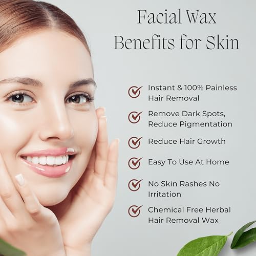 Image of Vitamin C Facial Wax Powder - 5 Minutes Painless Natural Herbal Facial Hair Removal Wax Powder For Women | Organic Waxing Hair Remover Powder, No chemicals - No Irritation, No Skin rashes for Women & Girls - 100g
