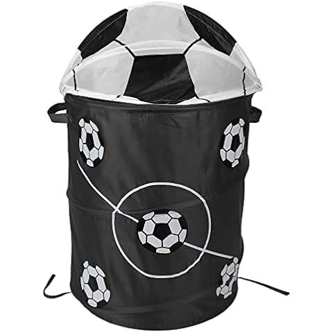YIZAN Football Modeling Collapsible Laundry Basket Storage Barrels Storage Barrel Polyester Cloth Toy Store, White,black Cover