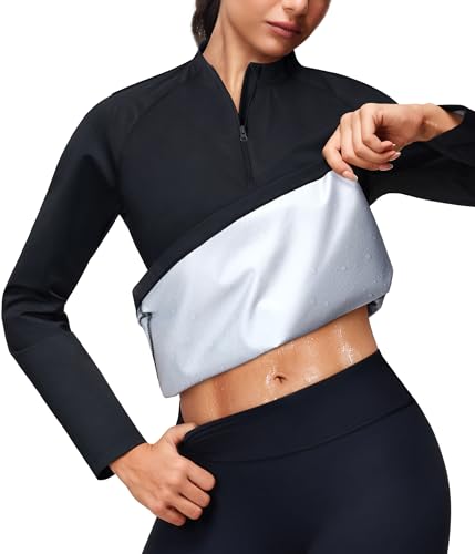 Junlan Sauna Shirt for Women - Long Sleeves Waist Trainer Vest for Gym Workout(Black,3X-Large)