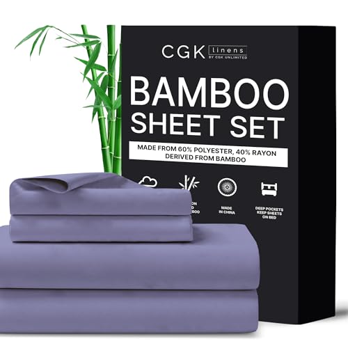 Twin Size Bed Sheet Set - 60% Polyester, 40% Rayon Derived from Bamboo | Cooling Sheets for Hot Sleepers, Breathable & Silky Soft, 16" Inch Deep Pockets, Hotel Luxury Bedding, White