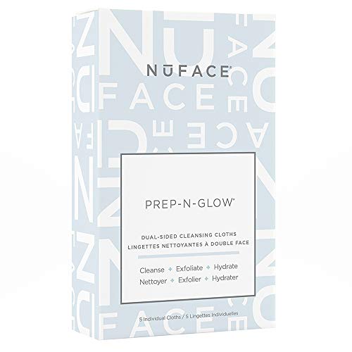 NuFACE Prep-N-Glow Cloths | Exfoliating Hydrating Facial Cleansing Wipes Enriched with Hyaluronic Acid | Dual-Sided Makeup Removal Wipes | 5 Count NuFACE Prep-N-Glow Cloths | Exfoliating Hydrating Facial Cleansing Wipes Enriched with Hyaluronic Acid | Dual-Sided Makeup Removal Wipes | 5 Count