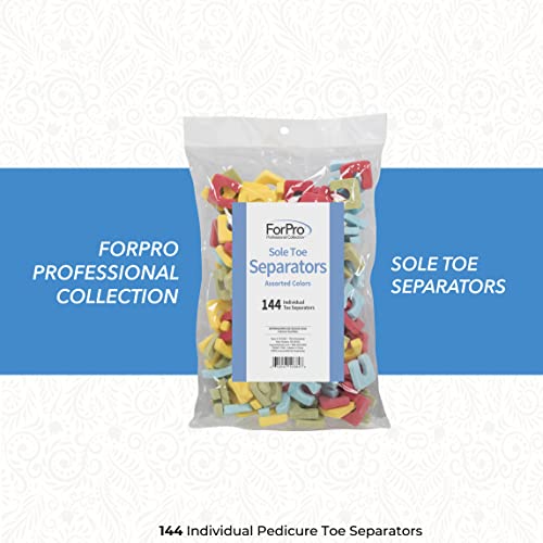 Image of ForPro Sole Toe Separators, Assorted Colors, Individual Pedicure Toe Separators, 1 inch W x 1 inch L, 144-Count