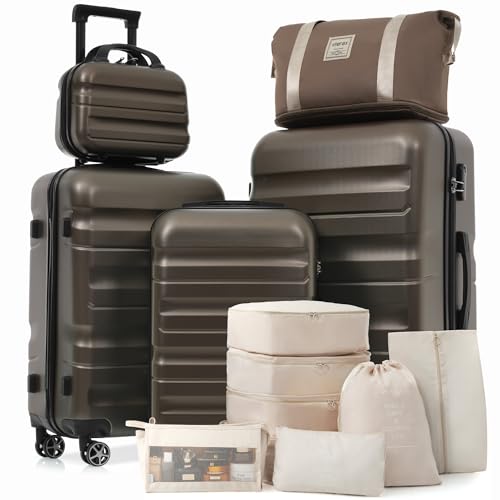 Merax 13-Piece Hardshell ABS Luggage Set with Spinner Wheels