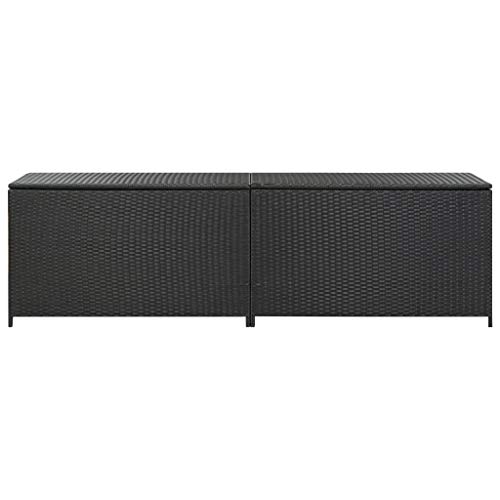 Festnight Gartenbox Auflagenbox Kissenbox Kiste Gartentruhe Truhe Box Poly Rattan 200×50×60 cm Schwarz – Bild 3