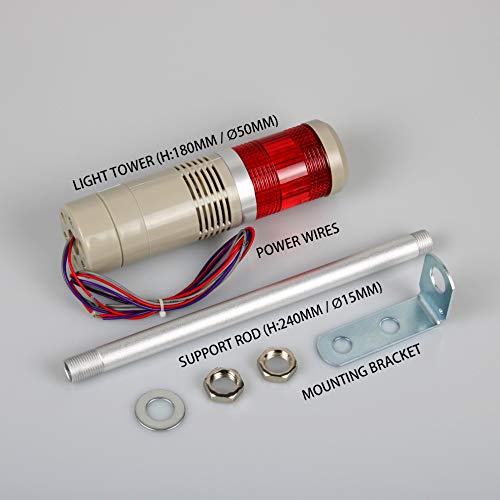 Luban Industrial Signal Light Tower, Column Led Alarm Tower Lamp Light Flash Indicator, 1-Layer Stack Led Warning Light With Buzzer For Safety (Dc 12V/Steady On Light) #TOP6