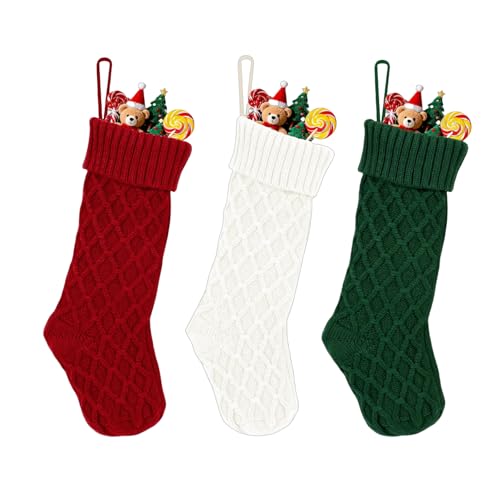 Summerdate 18inches Knitted Christmas Stockings Large Size Hanging Goodie Bags