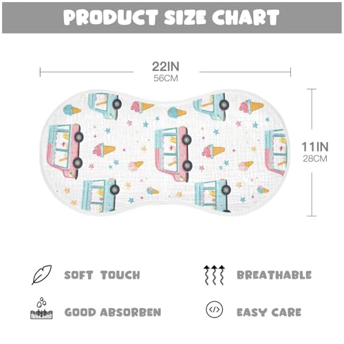 vvfelixl Cartoon Ice Cream Truck Burp Cloths for Baby Boy Girls Baby Washcloths Burp Rags 1 Pack2