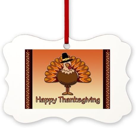 CafePress Happy Thanksgiving Scroll Holiday Ornament 4" x 2.75"