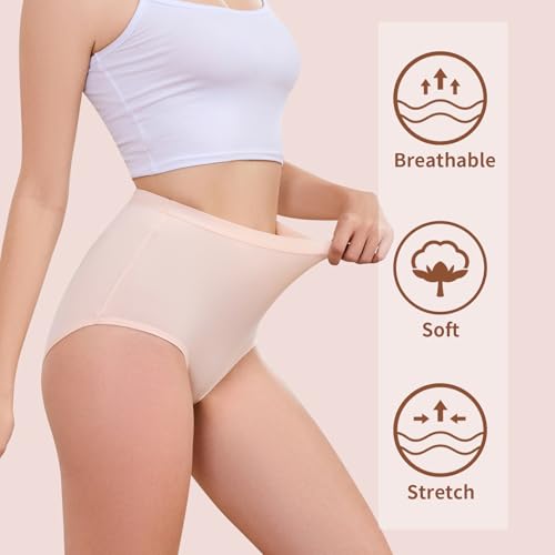Image of Womens Underwear Pack,C Section High Waisted Tummy Control Moisture-Wicking Brief Underwear,plus size Panties 6Packs
