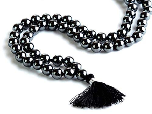 8Mm Hematite Jaap Mala 108 Beads Necklace #TOP1