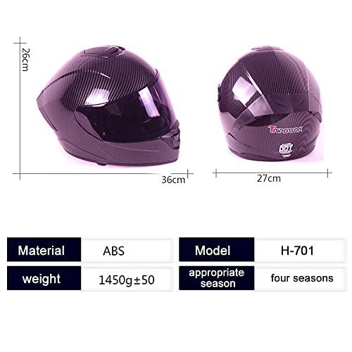 Triperson Full Face Motorcycle Helmet Dot Approved Motorbike Moped Street Bike Racing Crash Helmet, Men And Women (Carbon Fiber Black Lens, Medium) #TOP4